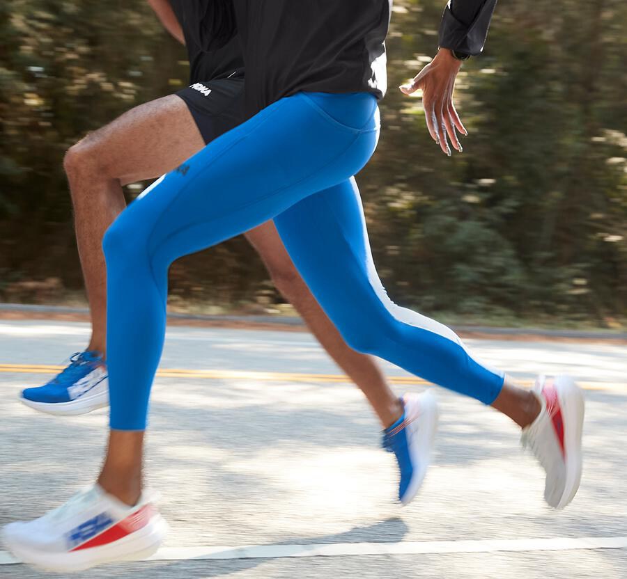 Pantalones Hoka One One Mujer Azules - Performance Crop Tight - ROAD01394